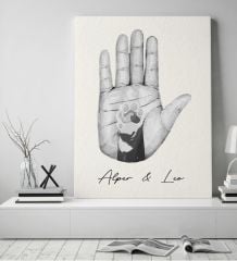 BK Gift Kişiye Özel İsimli El ve Pati Tasarımlı Siyah Beyaz Kanvas Tablo-1 50x70, Ev Dekorasyonu, Arkadaşa Hediye