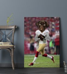 Evcil Dostlara Özel Amerikan Futbol Oyuncusu Tasarımlı Portre Kanvas Tablo 50x70cm-1