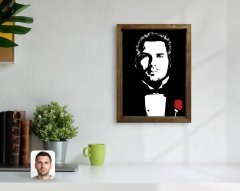 Kişiye Özel Godfather Baba Tasarımlı Doğal Masif Ahşap Çerçeveli Tablo 45x65cm-20