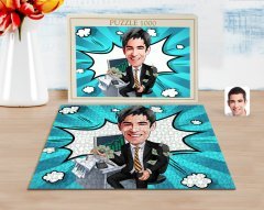 Kişiye Özel Erkek Bankacı Karikatürlü 1000 Parça Profesyonel Puzzle-3