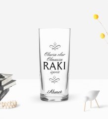 Kişiye Özel Renkli Baskılı Olursa Olur Tasarımlı Rakı Bardağı-1