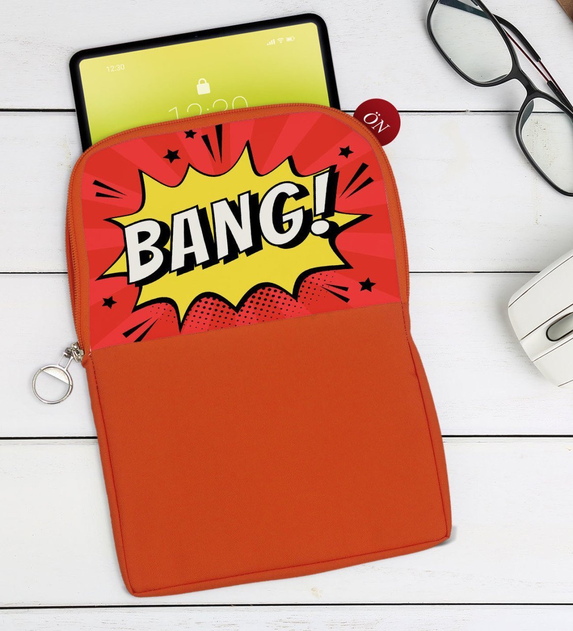 BK Gift Pop Art Tasarımlı Taşınabilir Koruyucu Tablet Kılıfı & Organizer Çanta - Turuncu-13