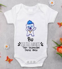 BK Kids Kişiye Özel Fotoğraflı Bebek Yastık ve Bebek Body Zıbın Hediye Seti - Model 21
