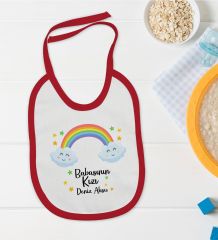 BK Kids Kişiye Özel Babasının Kızı Tasarımlı Kırmızı Bebek Mama Önlüğü-1