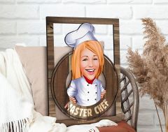 BK Gift Kişiye Özel Kadın Master Chef Karikatürlü 3D Ahşap Tablo, Sevgiliye Hediye, Arkadaşa Hediye, Yıl Dönümü Hediyesi, Doğum Günü Hediyesi-1