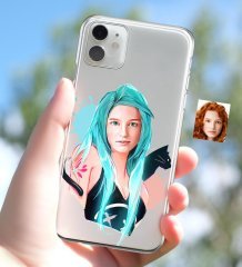 Kişiye Özel Kedili Kız Karikatürlü iPhone 11 İnce Şeffaf Silikon Telefon Kapağı-1