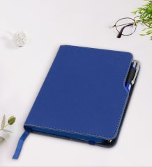 Kişiye Özel Sevgililer Karikatürlü Lacivert Termo Deri Defter Kalem Seti-105