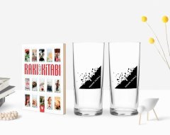 Kişiye Özel Renkli Baskılı İsimli İkili Rakı Bardağı ve Rakı Cep Kitabı Hediye Seti-27