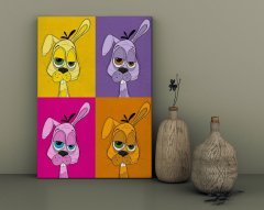 BK Home Drunken Rabbit Multi Color Tasarımlı Kanvas Tablo 30x50cm-1