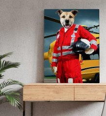 Evcil Dostlara Özel Ambulans Paramedik Tasarımlı Portre Kanvas Tablo 30x50cm-1