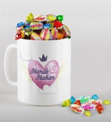 Kişiye Özel Sevgililer Günü Beyaz Kupa ve Haribo Şeker Hediye Seti-23