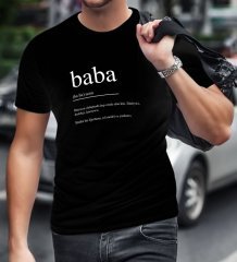 BK Home Baba Tasarımlı Siyah T-Shirt-1