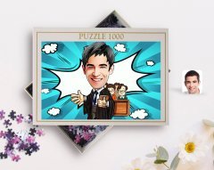 Kişiye Özel Erkek Avukat Karikatürlü 1000 Parça Profesyonel Puzzle-2