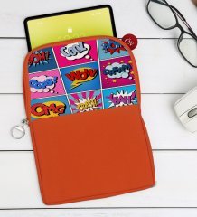 BK Gift Pop Art Tasarımlı Taşınabilir Koruyucu Tablet Kılıfı & Organizer Çanta - Turuncu-12