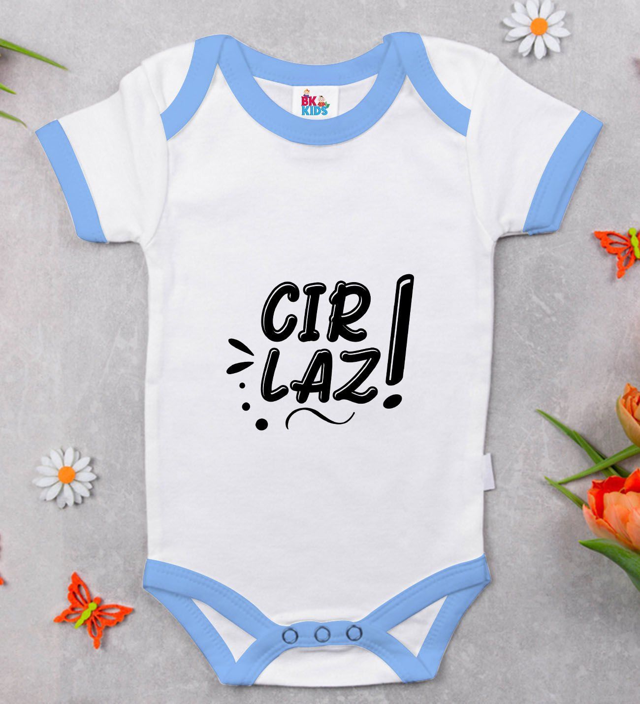 BK Kids Cırlaz Tasarımlı Mavi Bebek Body Zıbın-1