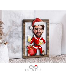 BK Gift Kişiye Özel Yeni Yıl Karikatürlü 3D Ahşap Tablo-5