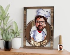 BK Gift Kişiye Özel Master Chef Karikatürlü 3D Ahşap Tablo, Sevgiliye Hediye, Arkadaşa Hediye, Yıl Dönümü Hediyesi, Doğum Günü Hediyesi-1