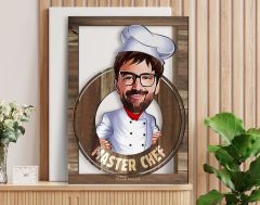 BK Gift Kişiye Özel Master Chef Karikatürlü 3D Ahşap Tablo, Sevgiliye Hediye, Arkadaşa Hediye, Yıl Dönümü Hediyesi, Doğum Günü Hediyesi-1