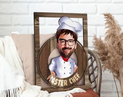 BK Gift Kişiye Özel Master Chef Karikatürlü 3D Ahşap Tablo, Sevgiliye Hediye, Arkadaşa Hediye, Yıl Dönümü Hediyesi, Doğum Günü Hediyesi-1