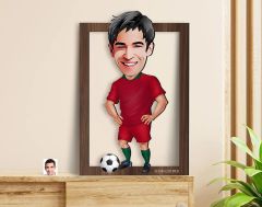BK Gift Kişiye Özel Erkek Futbolcu Karikatürlü 3D Ahşap Tablo-12, Sevgiliye Hediye, Arkadaşa Hediye, Doğum Günü Hediyesi