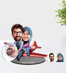 Kişiye Özel Sevgililer Karikatürlü Ahşap Biblo Model-11