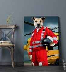 Evcil Dostlara Özel Ambulans Paramedik Tasarımlı Portre Kanvas Tablo 50x70cm-1