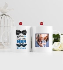 Kişiye Özel Canım Dedem Tasarımlı Fotoğraflı Kupa Bardak-3