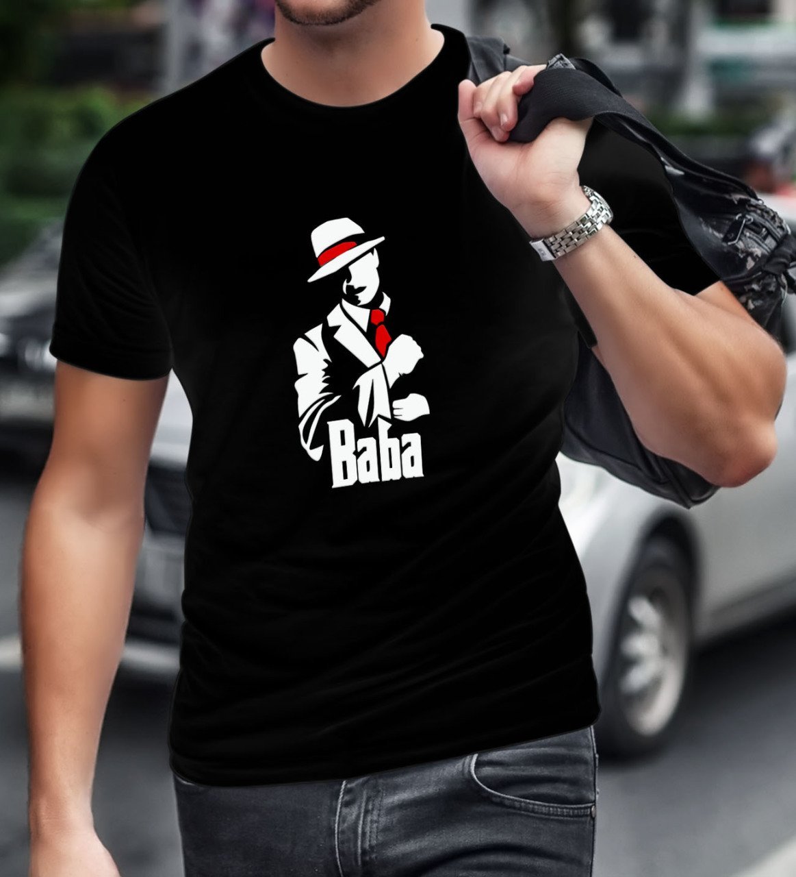 BK Home Godfather Baba Tasarımlı Siyah T-Shirt-18