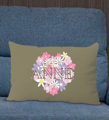 BK Gift Anneler Günü Tasarımlı Premium Kumaş Haki Dikdörtgen Kırlent Yastık, Anneler Günü Hediyesi, Ev Dekorasyonu-3