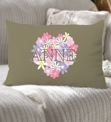 BK Gift Anneler Günü Tasarımlı Premium Kumaş Haki Dikdörtgen Kırlent Yastık, Anneler Günü Hediyesi, Ev Dekorasyonu-3