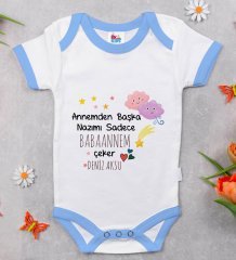 BK Kids Kişiye Özel Mavi Bebek Body Zıbın - Model 82