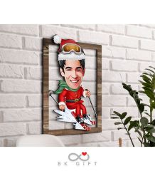 BK Gift Kişiye Özel Yeni Yıl Karikatürlü 3D Ahşap Tablo-4