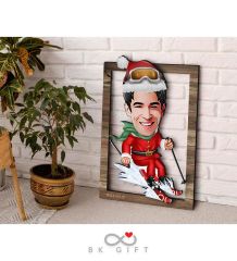 BK Gift Kişiye Özel Yeni Yıl Karikatürlü 3D Ahşap Tablo-4