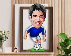 BK Gift Kişiye Özel Erkek Futbolcu Karikatürlü 3D Ahşap Tablo-11, Sevgiliye Hediye, Arkadaşa Hediye, Doğum Günü Hediyesi