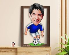 BK Gift Kişiye Özel Erkek Futbolcu Karikatürlü 3D Ahşap Tablo-11, Sevgiliye Hediye, Arkadaşa Hediye, Doğum Günü Hediyesi