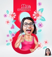 Kişiye Özel Kadınlar Günü Tasarımlı Dijital Karikatür-3