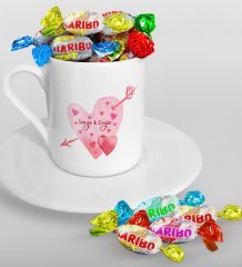 Kişiye Özel Sevgililer Günü Türk Kahvesi Fincanı ve Haribo Şeker Hediye Seti-47
