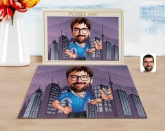 Kişiye Özel Erkek Antrenör Karikatürlü 1000 Parça Profesyonel Puzzle-1
