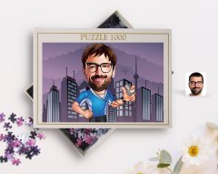 Kişiye Özel Erkek Antrenör Karikatürlü 1000 Parça Profesyonel Puzzle-1