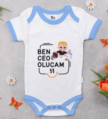 BK Kids Ben Ceo Olcam Tasarımlı Mavi Bebek Body Zıbın-1