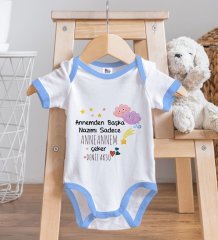 BK Kids Kişiye Özel Mavi Bebek Body Zıbın - Model 81