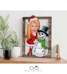 BK Gift Kişiye Özel Yeni Yıl Karikatürlü 3D Ahşap Tablo-3