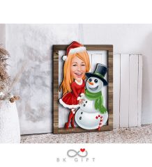 BK Gift Kişiye Özel Yeni Yıl Karikatürlü 3D Ahşap Tablo-3
