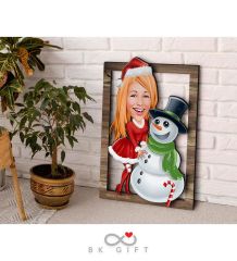 BK Gift Kişiye Özel Yeni Yıl Karikatürlü 3D Ahşap Tablo-3