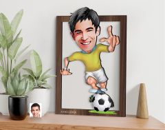 BK Gift Kişiye Özel Erkek Futbolcu Karikatürlü 3D Ahşap Tablo-10, Sevgiliye Hediye, Arkadaşa Hediye, Doğum Günü Hediyesi