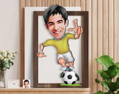BK Gift Kişiye Özel Erkek Futbolcu Karikatürlü 3D Ahşap Tablo-10, Sevgiliye Hediye, Arkadaşa Hediye, Doğum Günü Hediyesi