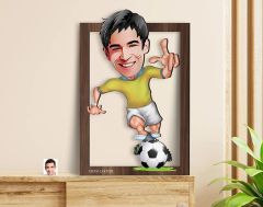 BK Gift Kişiye Özel Erkek Futbolcu Karikatürlü 3D Ahşap Tablo-10, Sevgiliye Hediye, Arkadaşa Hediye, Doğum Günü Hediyesi