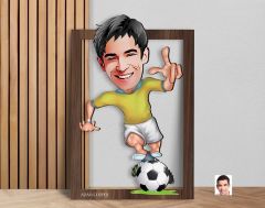 BK Gift Kişiye Özel Erkek Futbolcu Karikatürlü 3D Ahşap Tablo-10, Sevgiliye Hediye, Arkadaşa Hediye, Doğum Günü Hediyesi