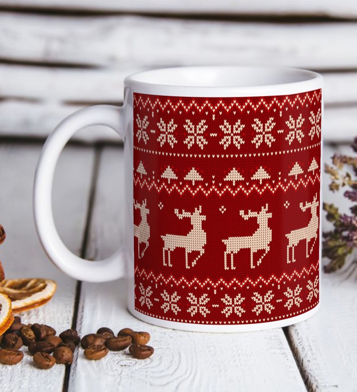 BK Gift Yılbaşı Tasarımlı Beyaz Kupa Bardak-13