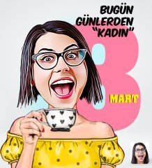 Kişiye Özel Kadınlar Günü Tasarımlı Dijital Karikatür-2